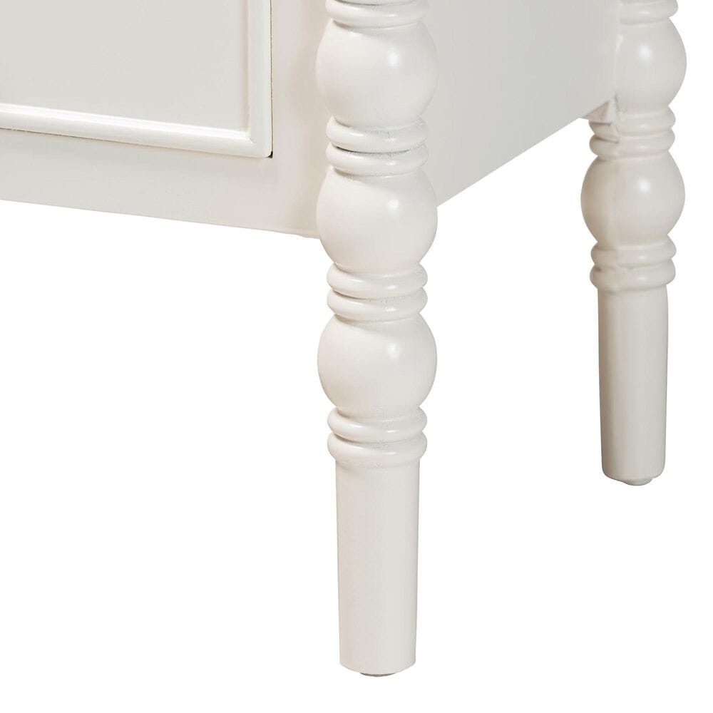 Baxton Studio Malinda 3-Drawer End Table with Spindle Legs in White, , large