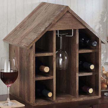 Furniture of America Heath Wine Rack in Reclaimed Oak, , large