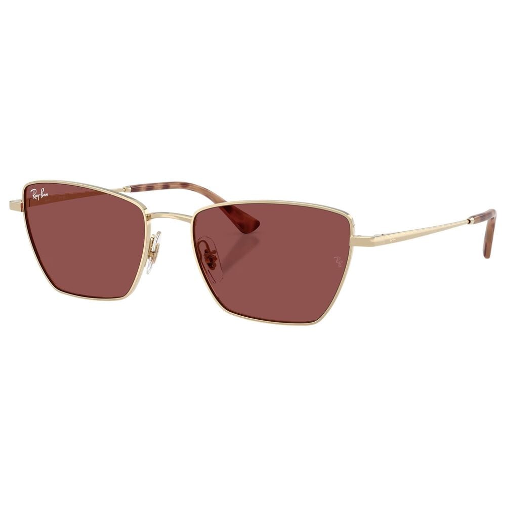 Rayban Glasses Drea Bio-Based Sunglasses with Dark Violet Lenses in Polished Pale Gold, , large