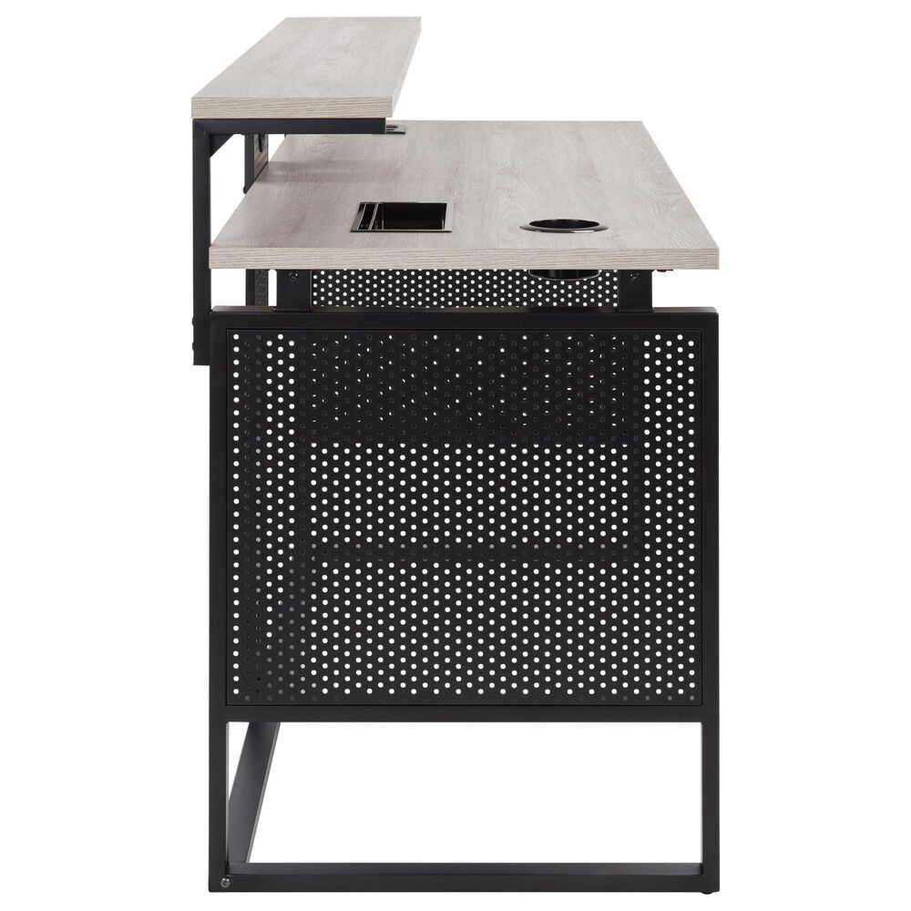 Valor Living Ace Computer Desk with Hutch in Grey Taupe and Matte Black, , large