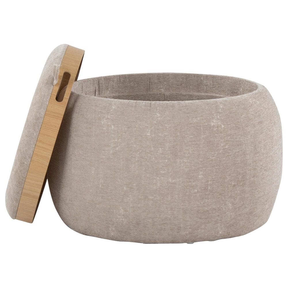 Lumisource Tray Storage Pouf in Light Brown, , large