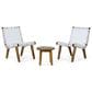 Hearth and Haven 3-Piece Outdoor Chat Set with Teak Slat-Top Side Table in White, , large