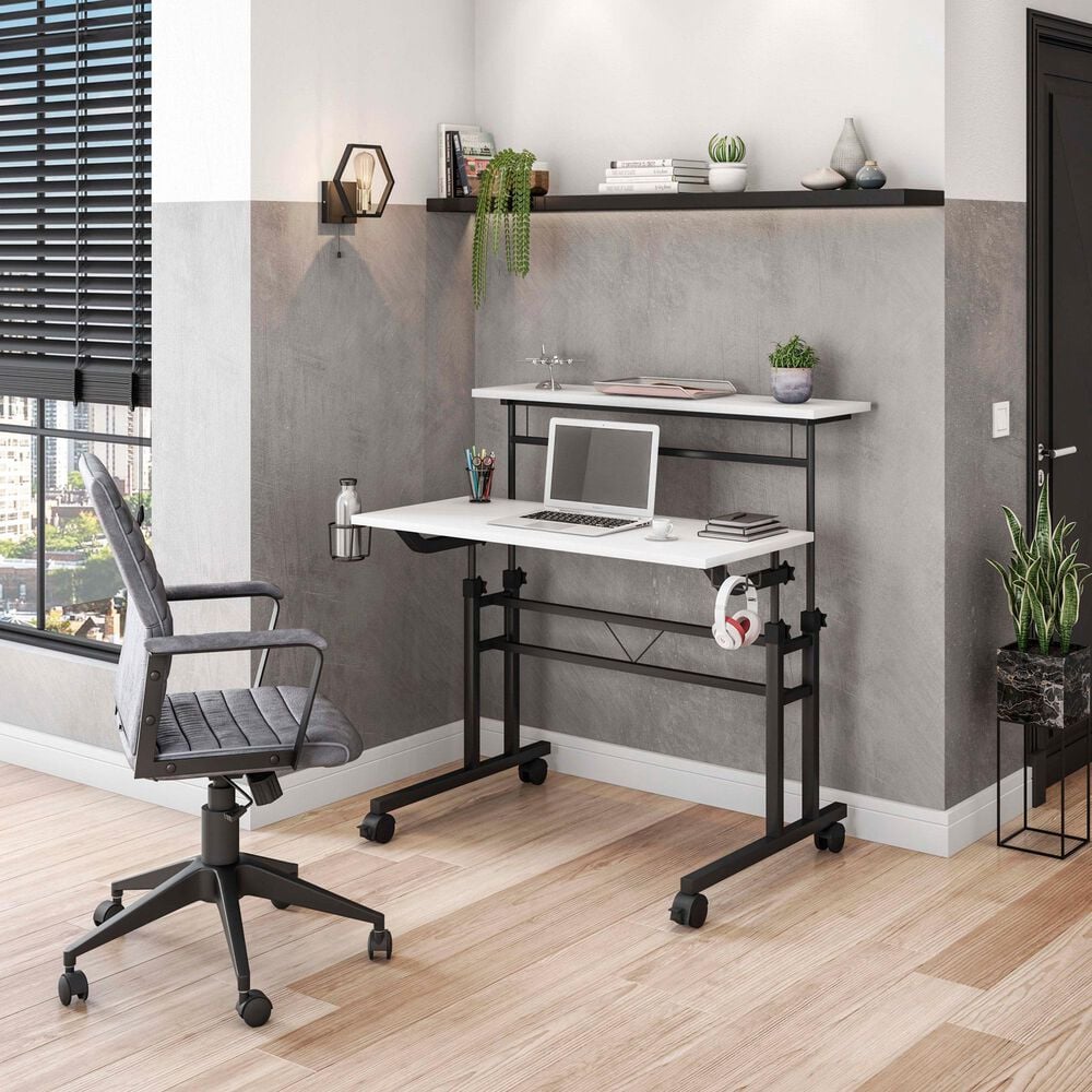 Rta Products Llc Galaxy Rolling Writing Desk in White, , large