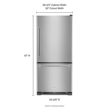 KitchenAid 19 Cu. Ft. Bottom Mount Refrigerator in Stainless Steel, , large