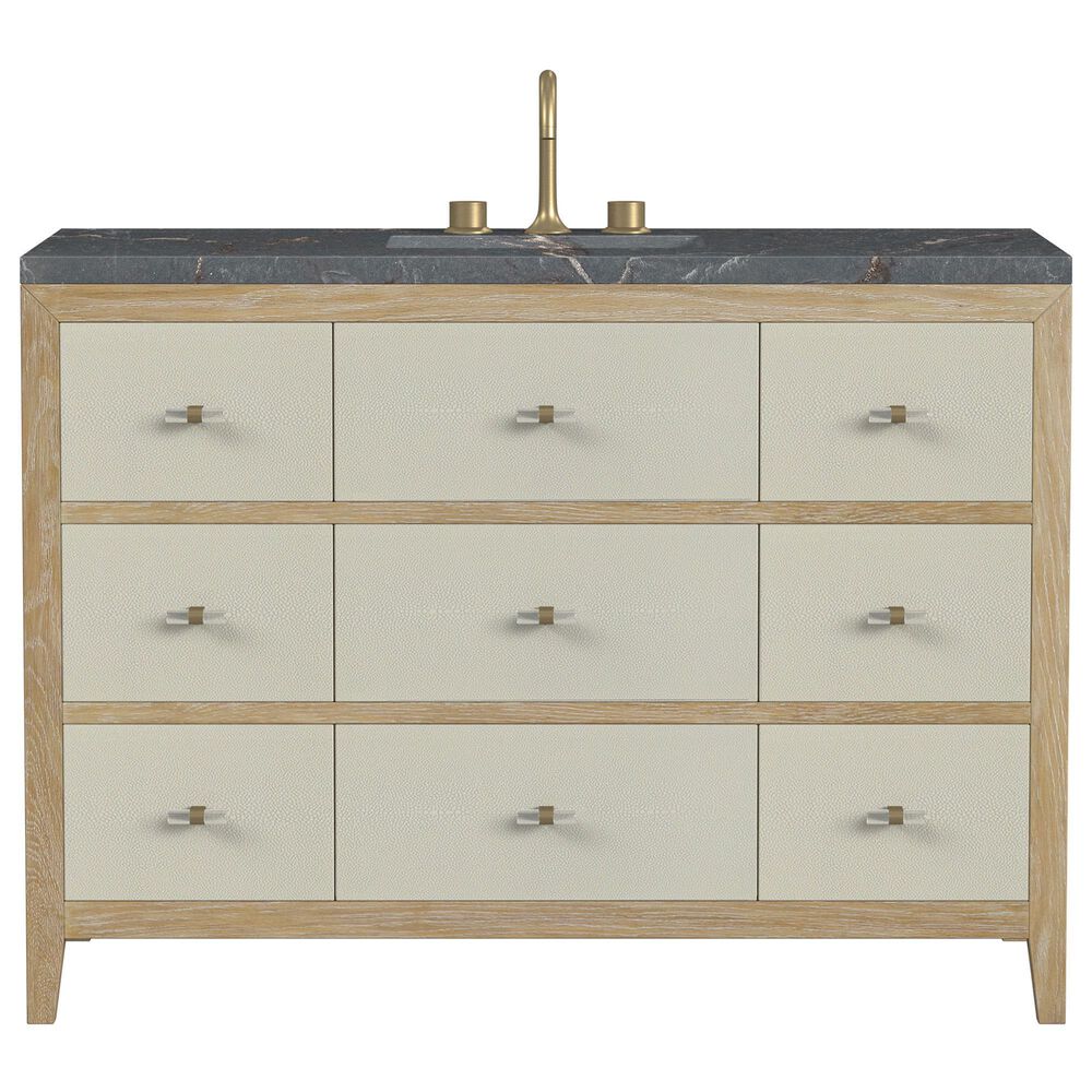 James Martin Vanities Celeste 48" Single Bathroom Vanity in Sunwashed Oak with 3 cm Parisien Bleu Quartz Top, Rectangular Sink and FreePower Wireless Charger, , large