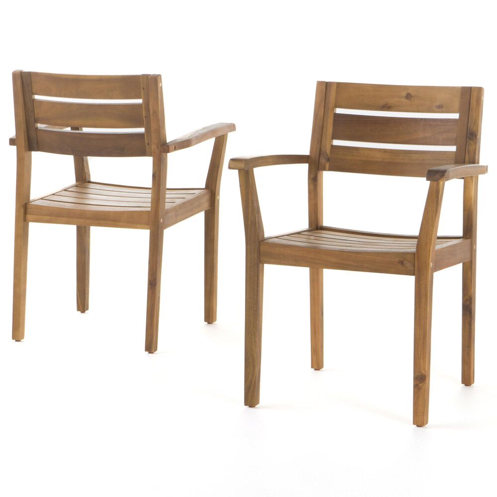 Hearth and Haven Stamford Patio Dining Chair in Teak (Set of 2), , large