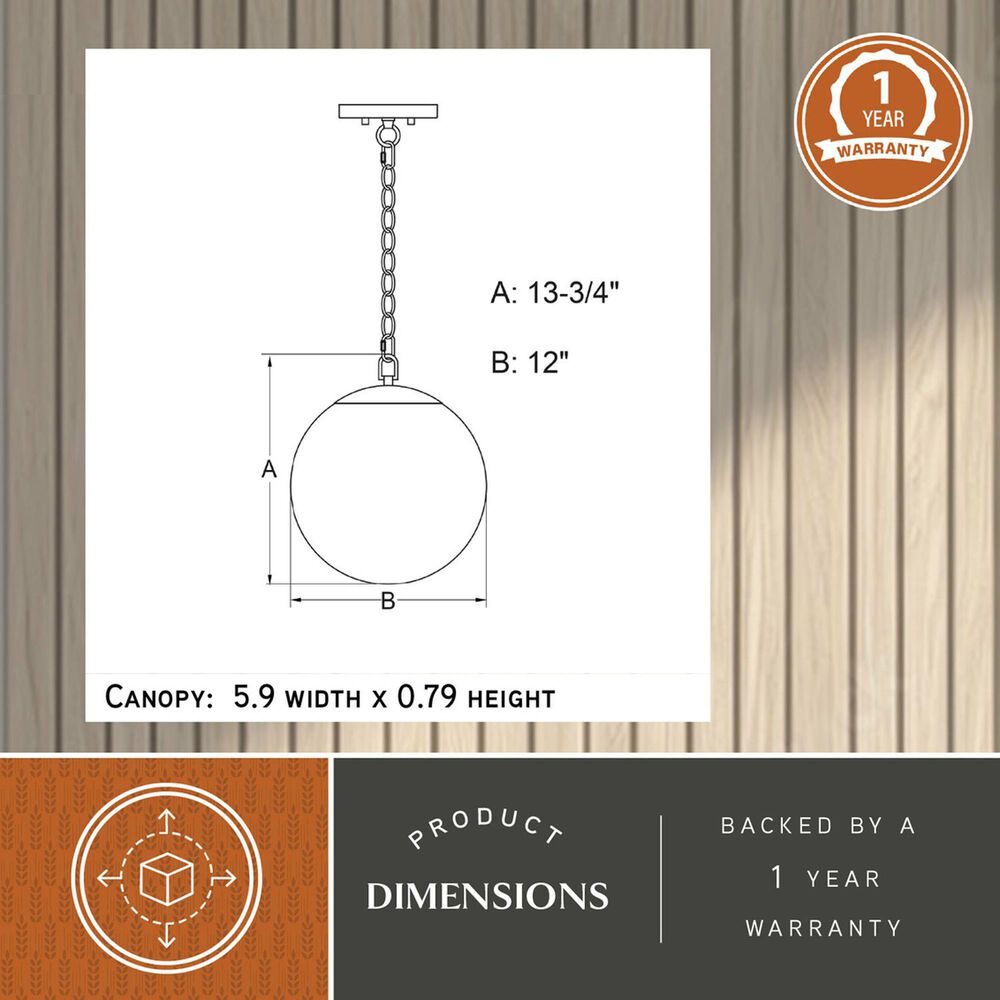 Vaxcel Lighting Monticello 1-Light Globe Pendant in Muted Brass, , large