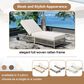 HOMLUX Adjustable Outdoor Chaise Lounge with Wheels and Creamy White Rattan in Beige (Set of 2), , large
