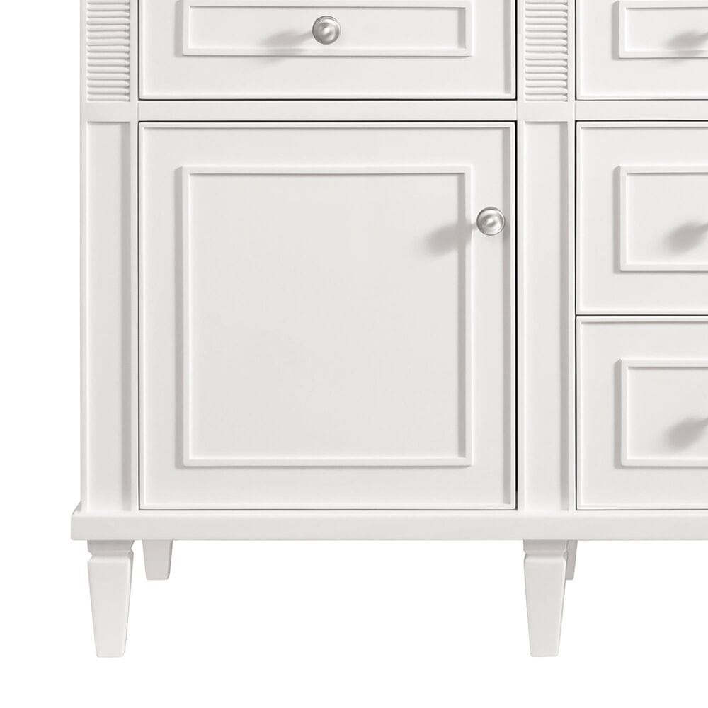 James Martin Vanities Lorelai 60&quot; Double Vanity in Bright White with Single Hole and 3 cm White Zeus Quartz Top &amp; Backsplash, , large