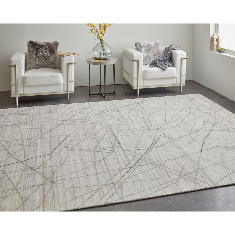 Feizy Whitton 4&#39; x 6&#39; Ivory and Charcoal Area Rug, , large