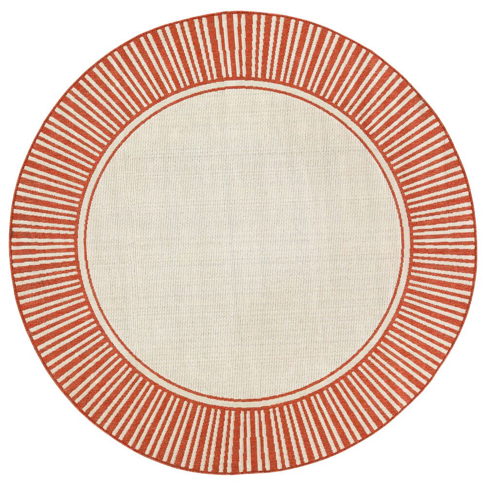 Surya Alfresco 7"3" Round Rust and Beige Indoor/Outdoor Area Rug, , large