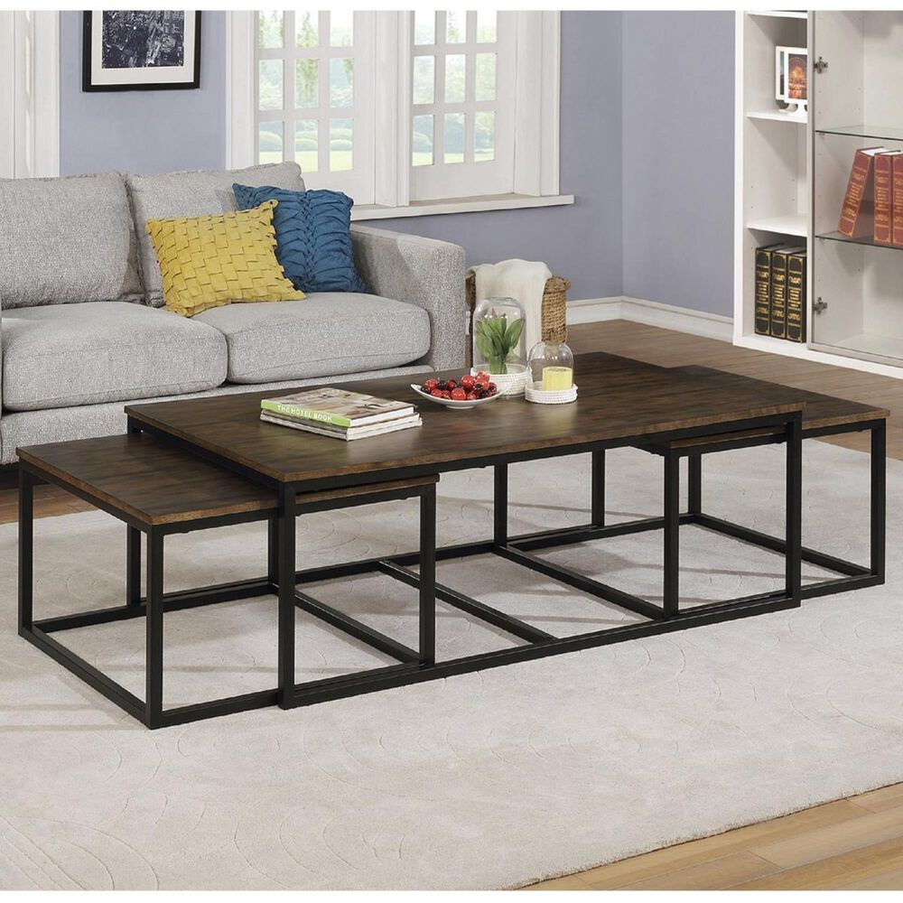 Bolton Furniture Arcadia 54" Coffee Table with Nesting Tables in Antique Mocha, , large