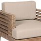 Armen Living Vivid Outdoor Dining Chair with Taupe Cushions in Brown Eucalyptus, , large