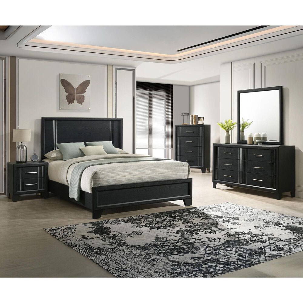 Crown Mark Charlie Queen Panel Bed in Charcoal, , large