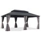 HOMLUX 12" x 18" Permanent Hardtop Gazebo with Double-Tier Roof in Gray, , large