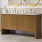 James Martin Hudson 60" Double Bathroom Vanity in Honey Oak with 3 cm Siberian Silestone Top and Rectangular Sinks, , large