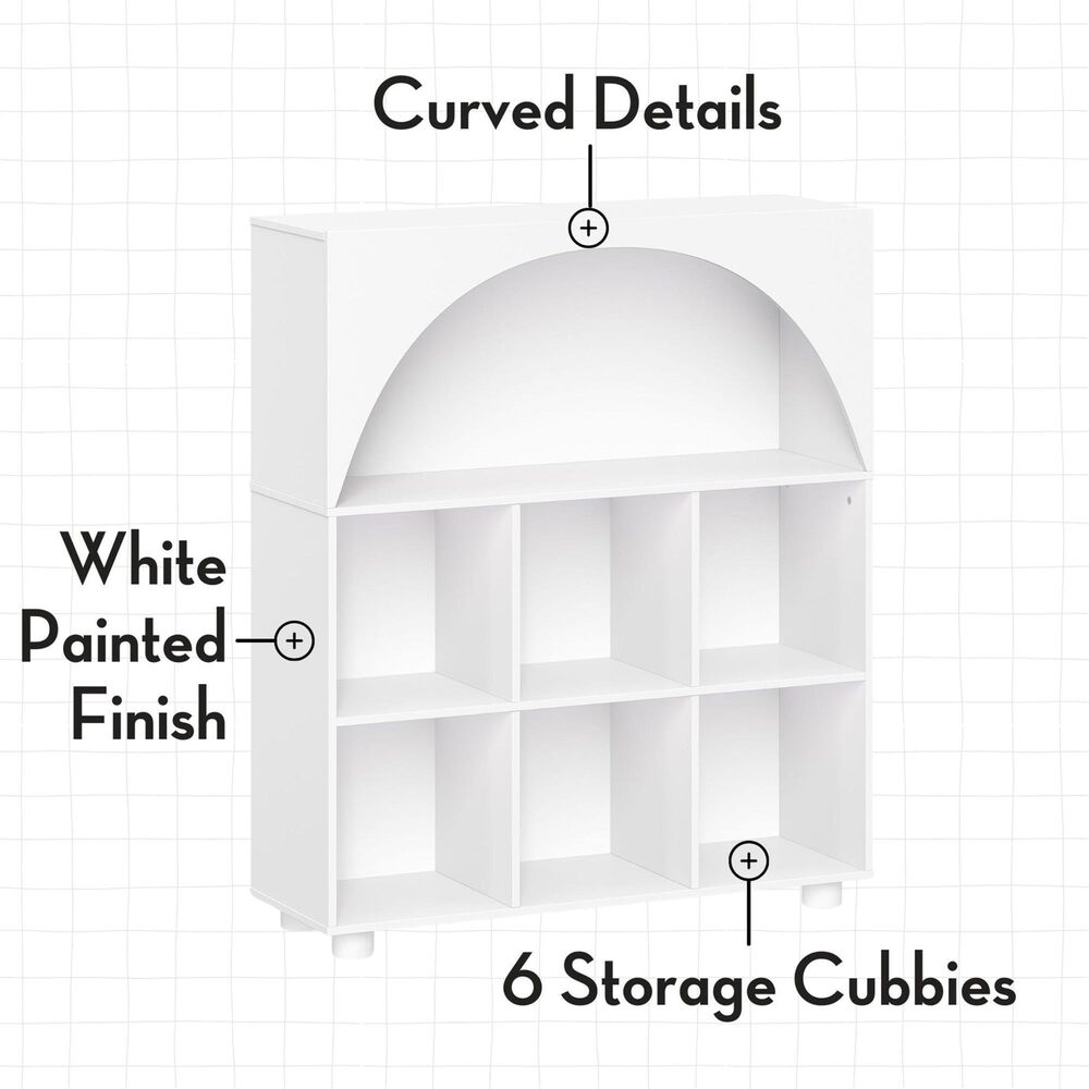 RiverRidge Home Kids Curve Appeal 35" 6-Cubby Bookcase in White, , large