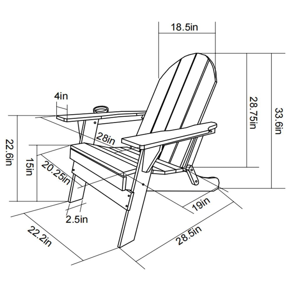 Hearth and Haven 34" Outdoor Folding Adirondack Chair with Cup Holder in Gray, , large