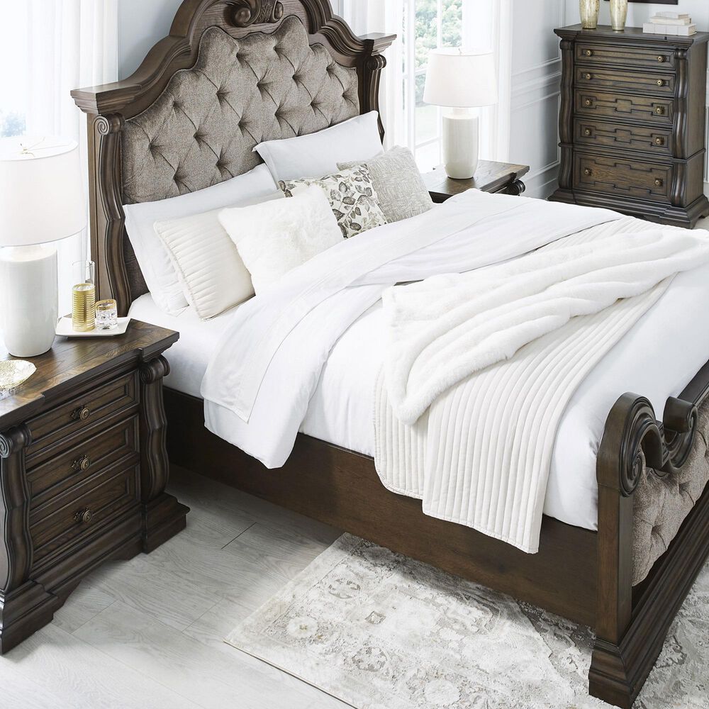 Millenium Queen Upholstered Bed in Dark Brown, , large