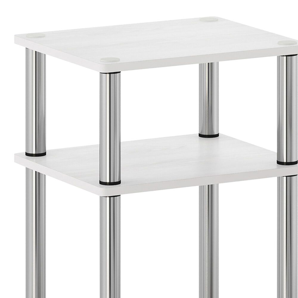 HOMLUX 3-Tier Turn-N-Tube End Table in White Oak and Chrome (Set of 2), , large