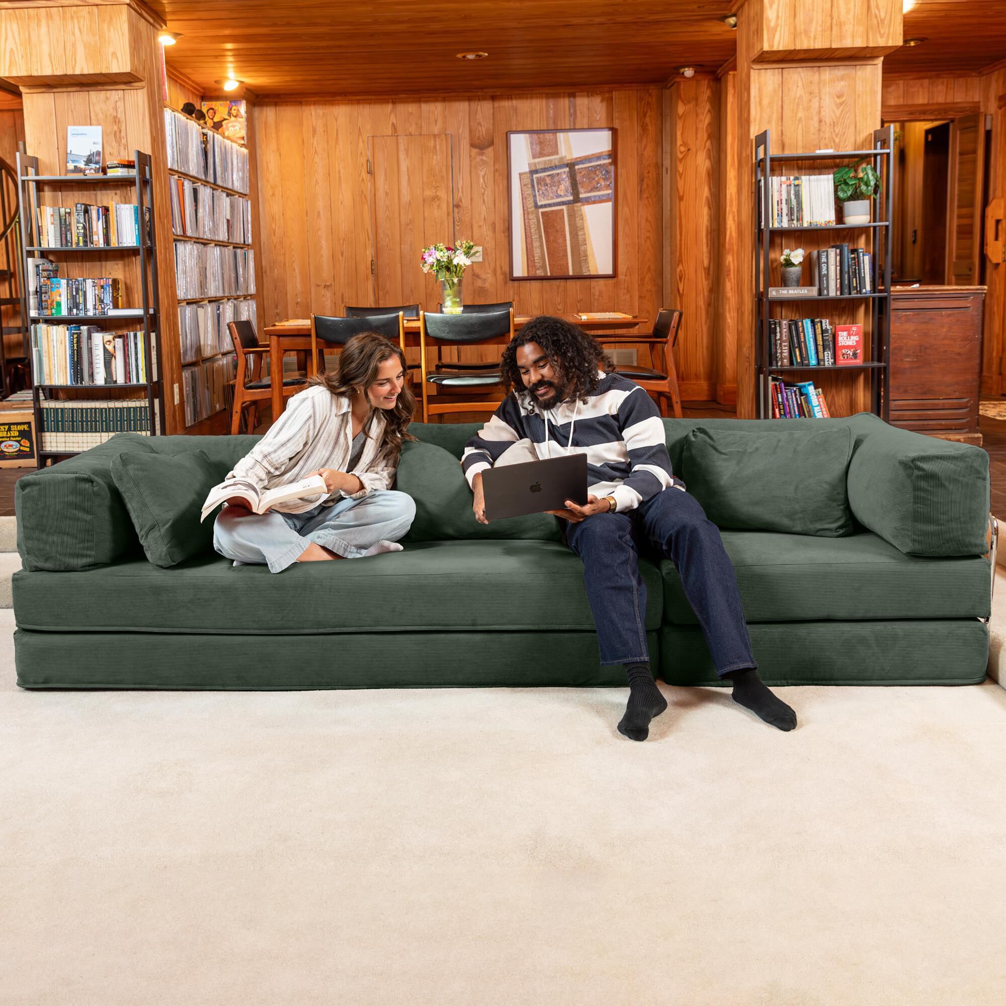 Jaxx Unsofa Stationary Sofa in Forest Dark Green