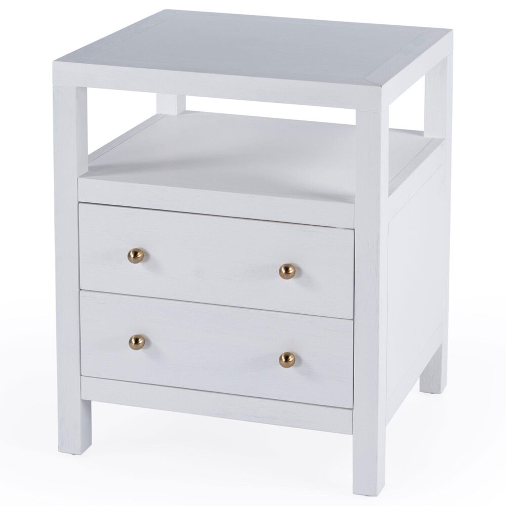Butler Specialty Company Nora 2 Drawer Nightstand with Open Shelf in Textured White, , large