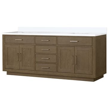 Lexora Home Abbey 80" Double Bathroom Vanity in Grey Oak with 2 cm White Quartz Top and Rectangular Sinks, , large