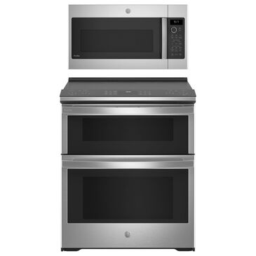 GE Profile 2-Piece Kitchen Package with 30" Electric Double Oven and 1.7 Cu. Ft. Microwave Oven in Fingerprint Resistant Stainless Steel, , large