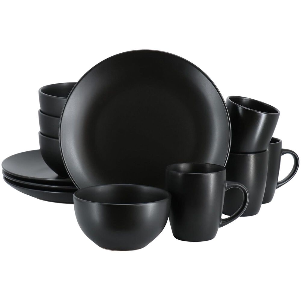 Gibson Home Everyday Plus 12-Piece Stoneware Dinnerware Set in Black, , large
