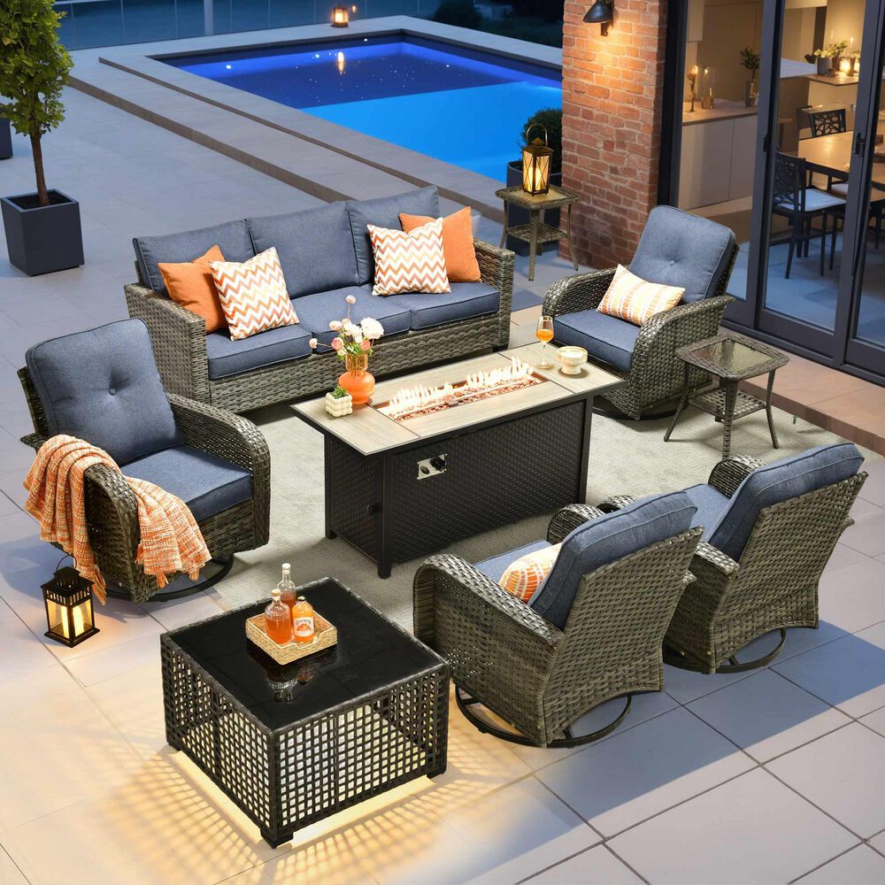 HOMLUX 9-Piece Outdoor  Conversation Set  in Denim Blue, , large