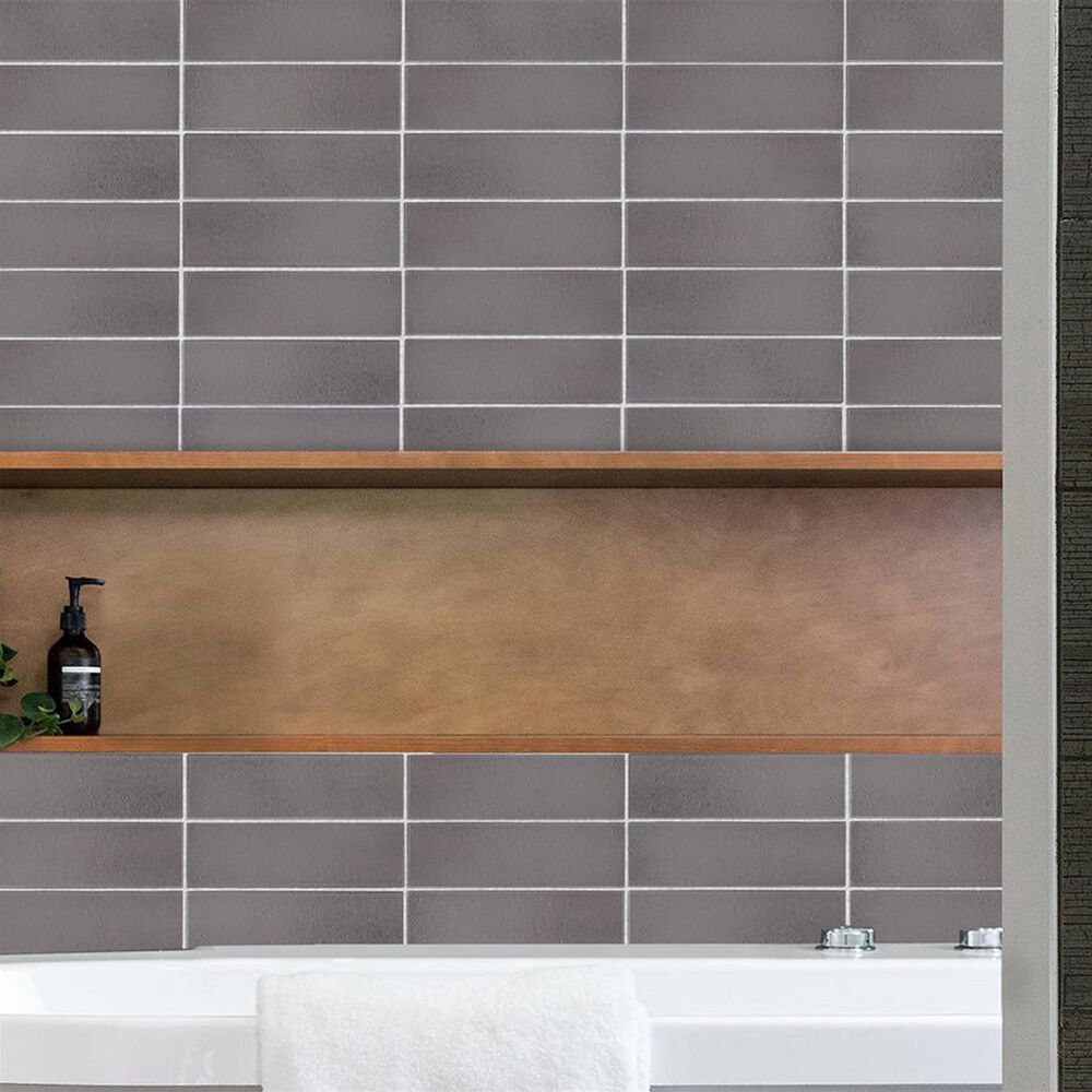 Soho Studio ColorHues Pebble Gray 2" x 8" Lava Stone Tile, , large