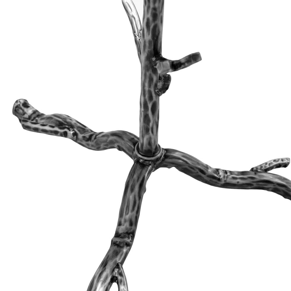 Furniture of America Lalia Side Table with Tempered Glass Top and Tree Branch Base in Gun Metal, , large