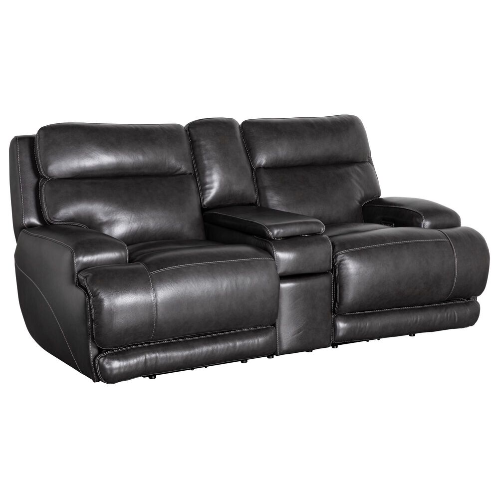 Simon Li Power Reclining Loveseat with Console in Charcoal, , large