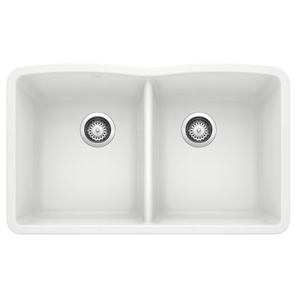Blanco Diamond 32" Equal Double Bowl Kitchen Sink in White, , large