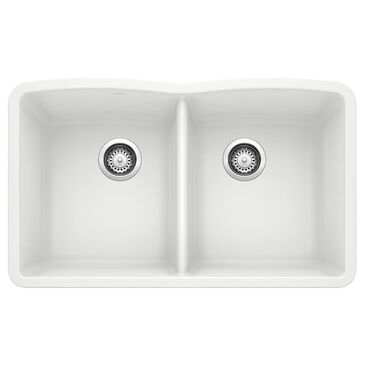 Blanco Diamond 32" Equal Double Bowl Kitchen Sink in White, , large