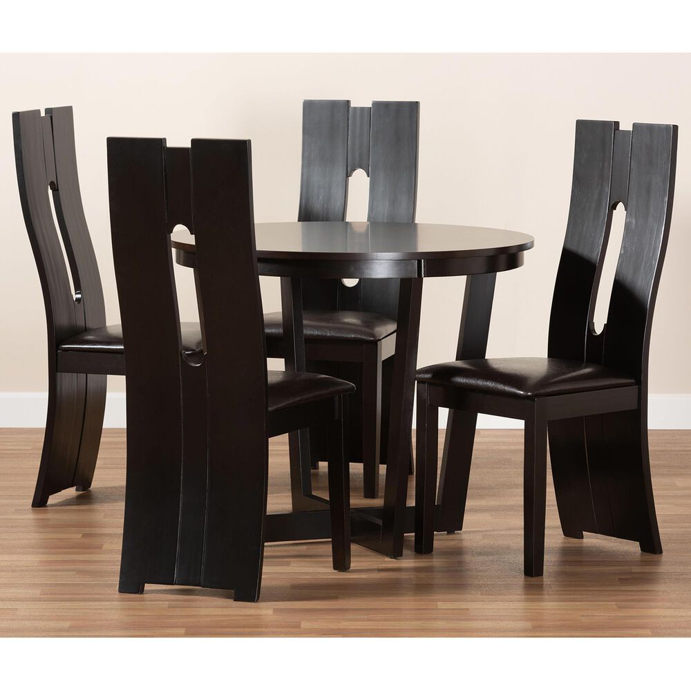 Baxton Studio Sorley 5-Piece Dining Set in Dark Brown/Dark Brown, , large