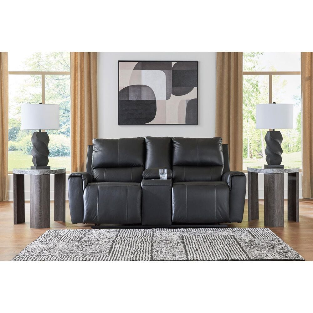 Ashley Glossmore Manual Reclining Loveseat in Black, , large