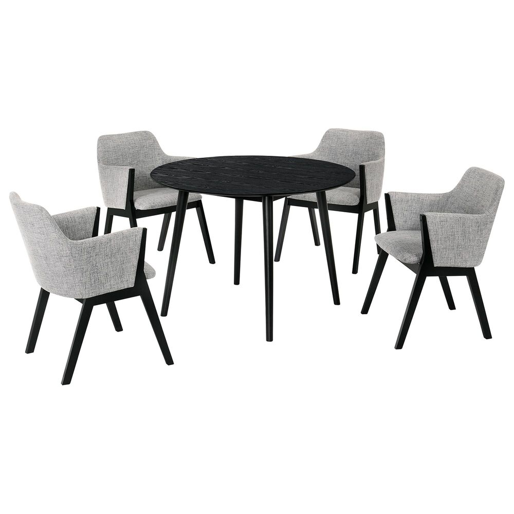 Blue River Arcadia and Renzo 5-Piece 42" Dining Set with Gray Cushion in Black, , large