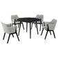 Blue River Arcadia and Renzo 5-Piece 42" Dining Set with Gray Cushion in Black, , large