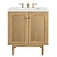 James Martin Vanities Laurent 30" Single Bathroom Vanity in Light Natural Oak with 3 cm Ethereal Noctis Quartz Top and Rectangular Sink, , large