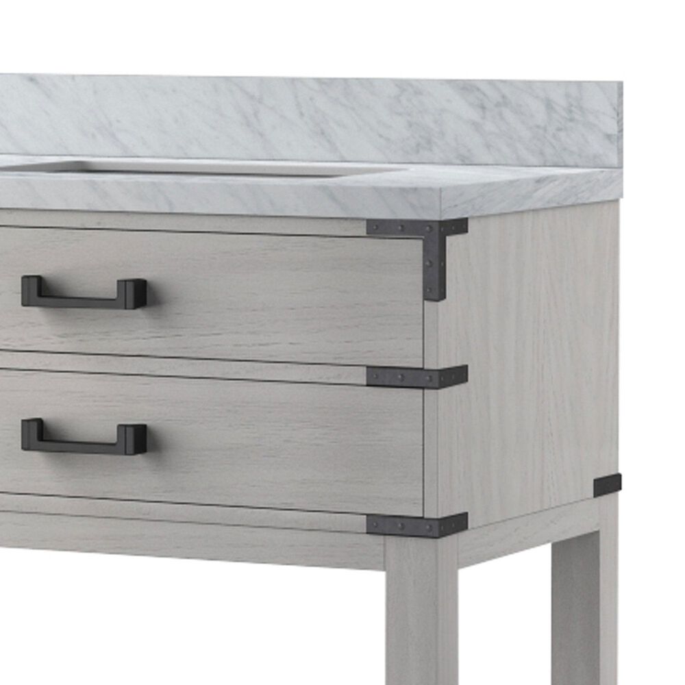 Lexora Home Norwalk 84&quot; Double Bathroom Vanity in White Oak with White Carrara Marble Top  and Rectangle Sink, , large