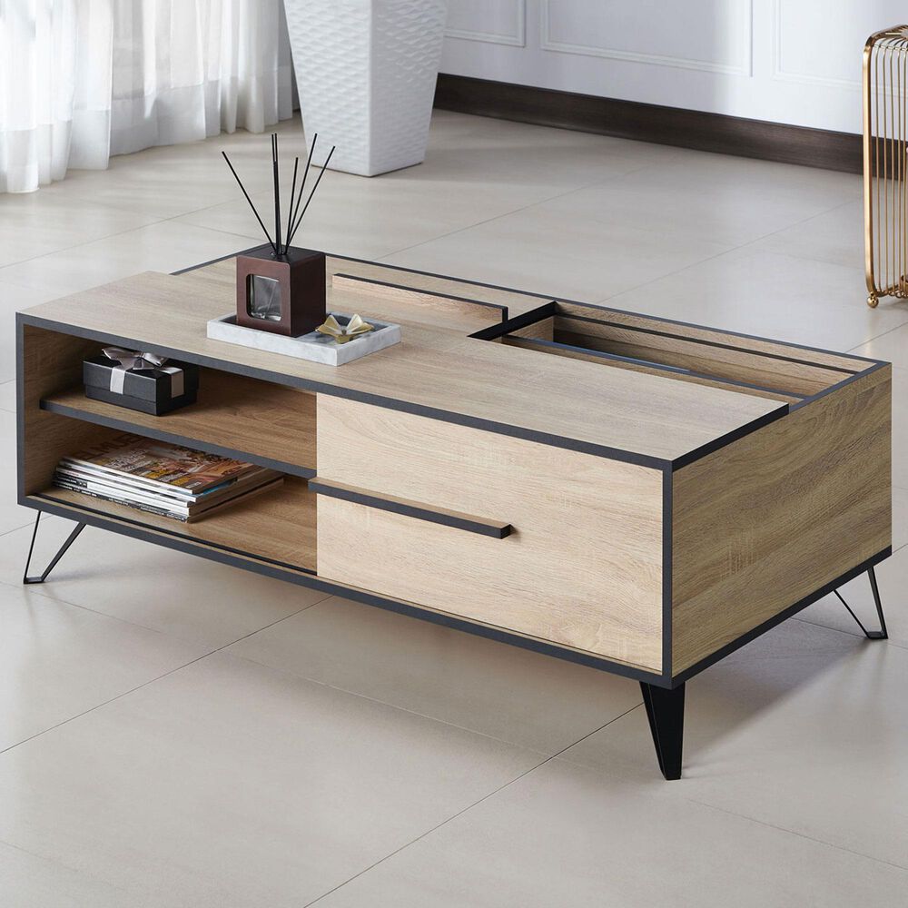 Furniture of America Lopez Coffee Table in Natural Oak, , large