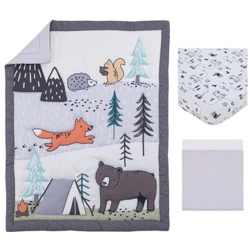 Nojo Baby and Kids Woodland Friends 3-Piece Nursery Crib Bedding Set in Grey, , large