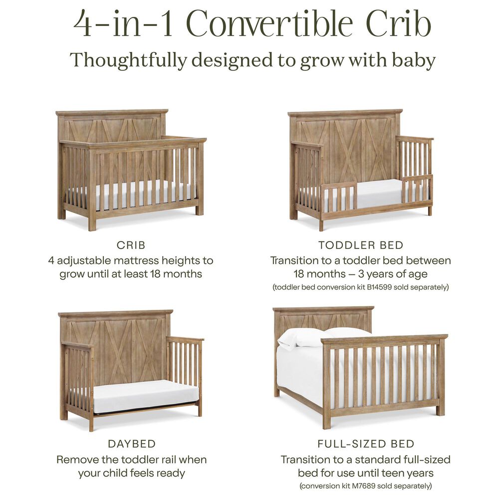 DaVinci Emory Farmhouse 4-in-1 Convertible Crib in Driftwood, , large