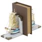 Maple and Jade Coastal Sail Boat Bookends in White Washed, Gold and Blue (Set of 2), , large
