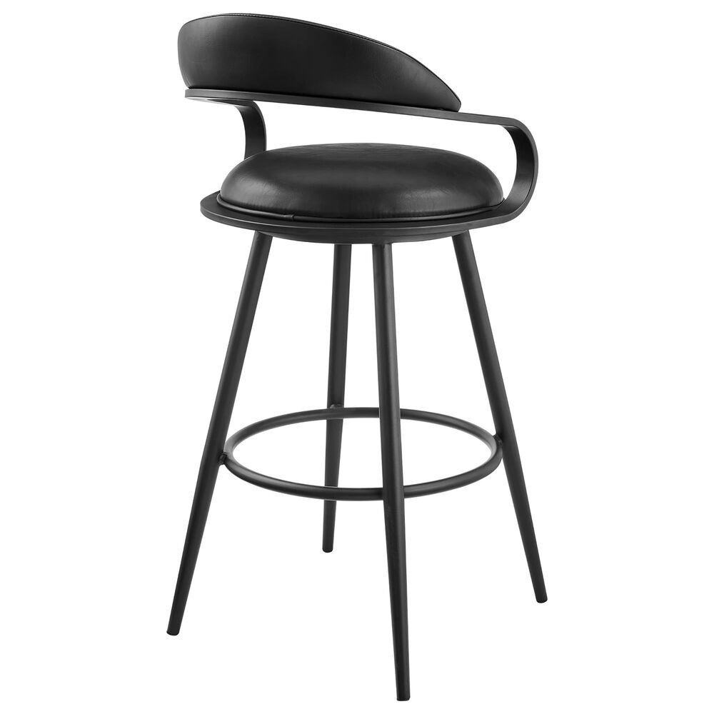 Armen Living Gardenia Swivel Counter Stool in Black, , large