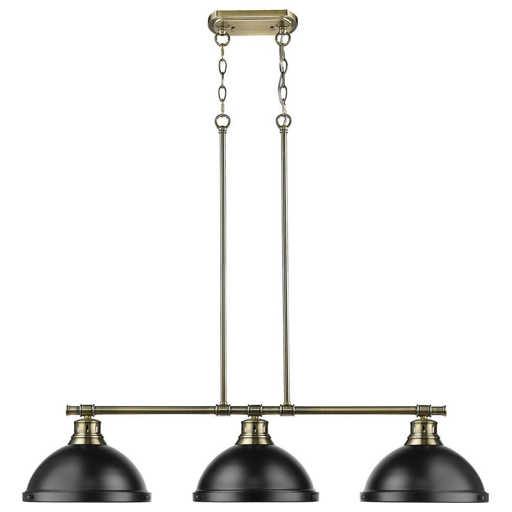Golden Lighting Duncan 3-Light Pendant with Matte Black Shade in Aged Brass, , large