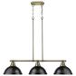 Golden Lighting Duncan 3-Light Pendant with Matte Black Shade in Aged Brass, , large