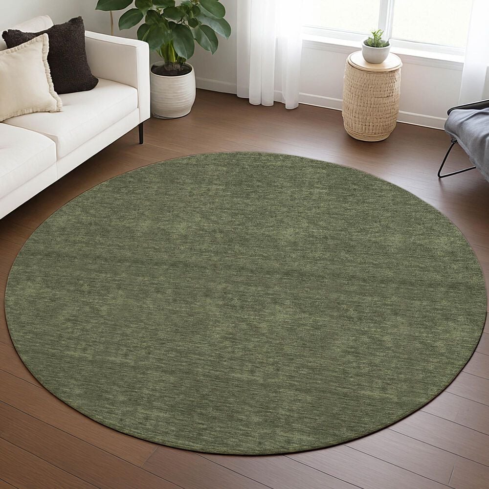 Dalyn Rug Company Soft Essentials Solid Olive 8' Round Area Rug, , large