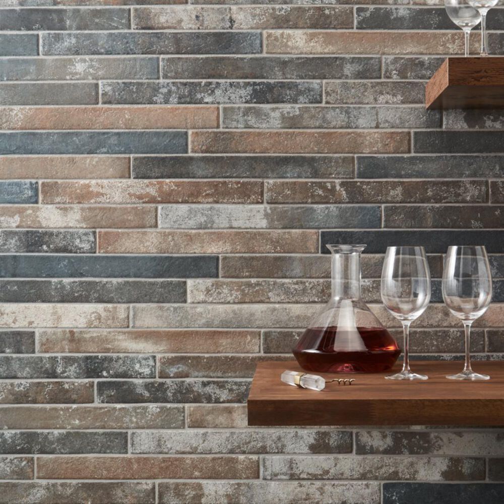 Soho Studio Alto Red Mix 2" x 18" Porcelain Tile, , large